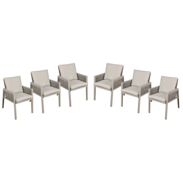 Fusion Garden/Patio Dining Chair With Armrests, Set Of 6, Light Grey - 1751E36F8246491F8ADB00D21D0A4177