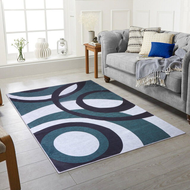 Briyonna Machine Tufted Polyester Blue/White/Green Rug