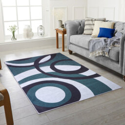 Briyonna Machine Tufted Polyester Blue/White/Green Rug