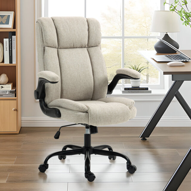 High Back Ergonomic Executive Office Chair with Flip-up Armrests