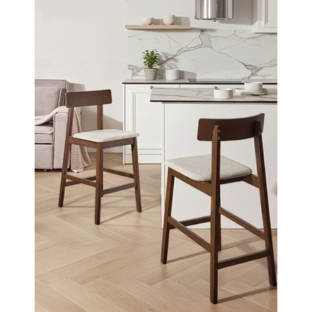 Set of 2 Bar Chairs ISANTI Wood Dark Brown/ Green