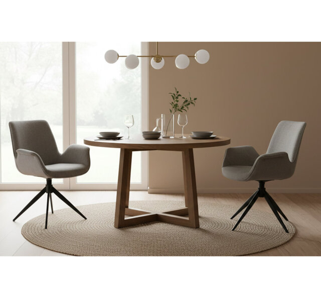 BAT Twist Upholstered Dining Armchair, Set of 2, Rotatable, 47cm Seating Height