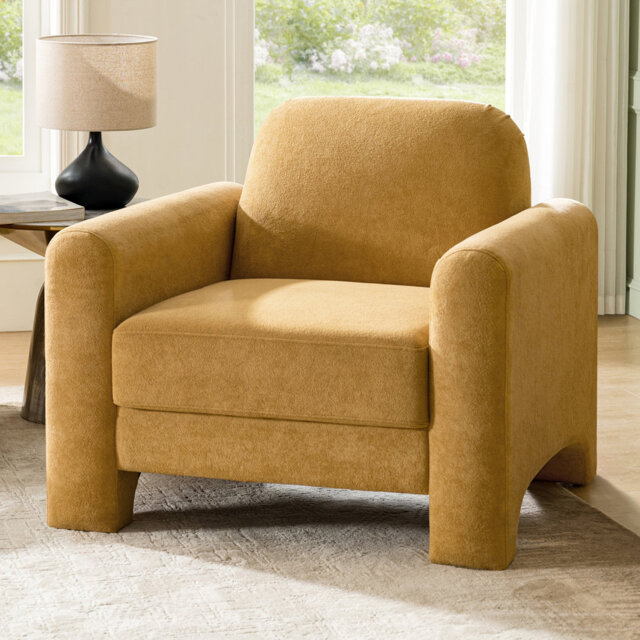 Gabriel Modern 91 Cm Curved Chenille Wide Seat Armchair