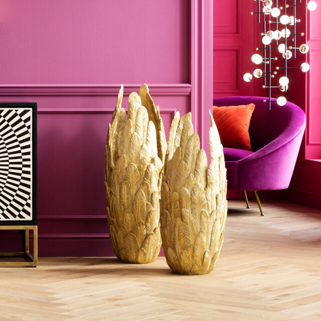 Vase Feathers Gold