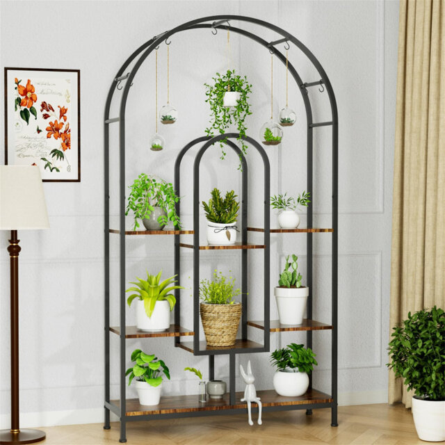 Tall Plant Stand, 182Cm High Arch Large Flower Stand Book Shelf, 5 Tier Multipurpose Metal Display Stand Decorative Shelves For Home Office