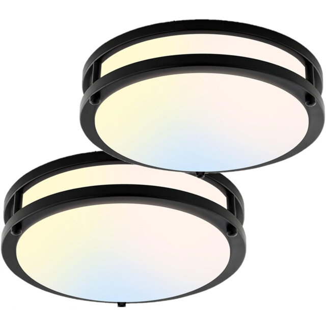 2-Pack 10Inch 30W LED Flush Mount Ceiling Light Fixtures Black Ultra Bright 3200LM Dimmable Ceiling Lights