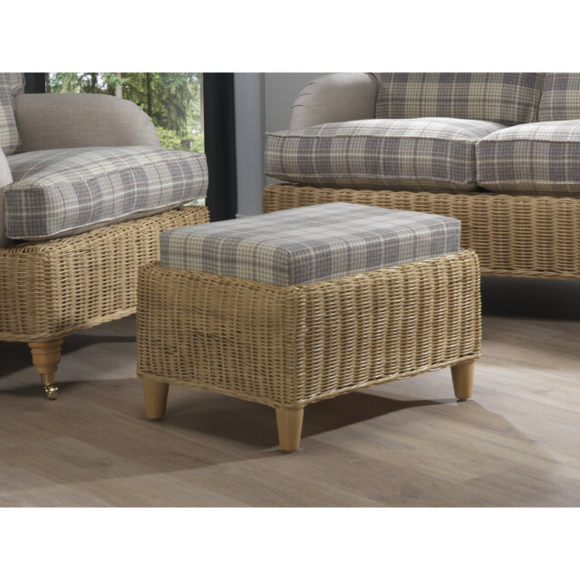 66cm Wide Plaid Footstool Ottoman