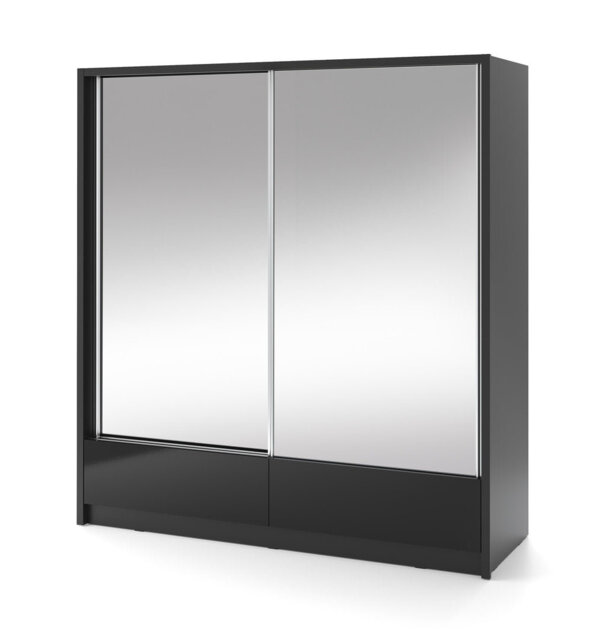 Bexlee II Black Gloss Sliding Door Wardrobe - Sophisticated Storage for Modern Living 204 cm