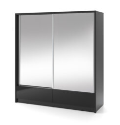 Bexlee II Black Gloss Sliding Door Wardrobe - Sophisticated Storage for Modern Living 204 cm