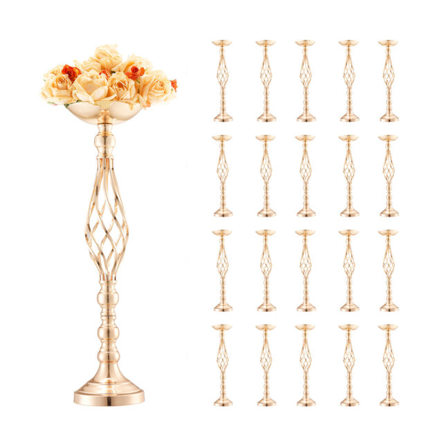 20PCS 58cm/22.83” Wedding Flower Vase Metal Gold Floral Stand for Table