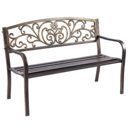 Patio With Curved Seat& Armrests Metal Park Bench