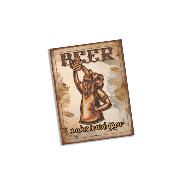 Beer Make Beard Grow Drink Metal Wall Décor