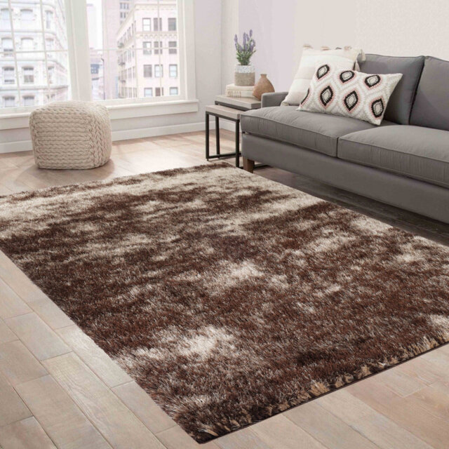 Tarbox Solid Colour Shaggy BRONZE Indoor / Outdoor Area Rug