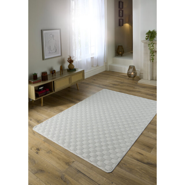 My Mat Sculptured Washable Basketweave Ivory Rug