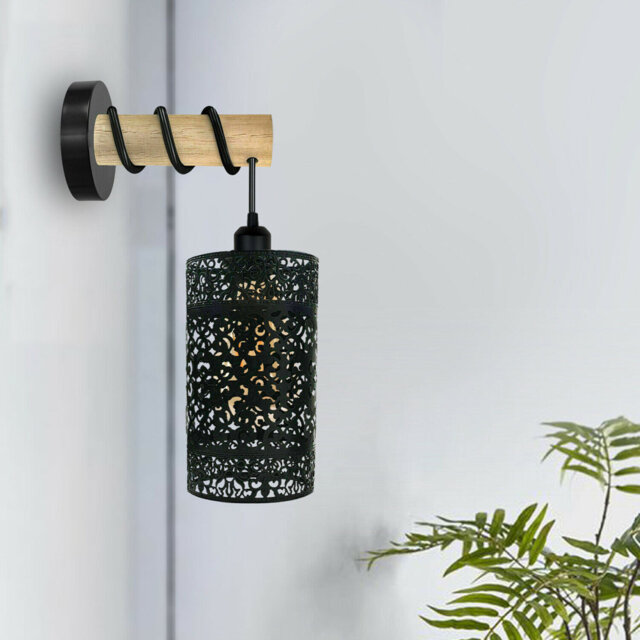 Vintage Metal Antique Rustic Wall Light Industrial Wooden Lamp Light