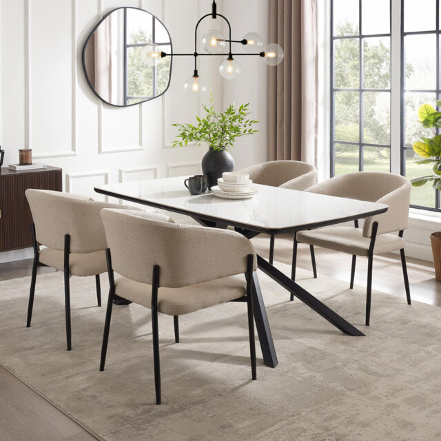 Whitworth Marble Effect 6 Seat Dining Table