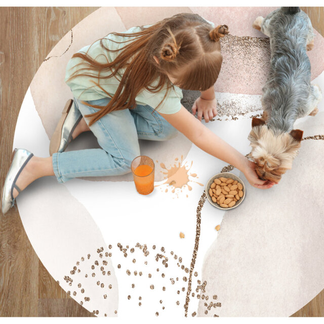 Vinyl Floor Mat for Home, modern style, non-slip PVC, Kira [Diam] 100 cm
