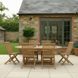 Anjelica Oval Teak Extendable Outdoor Dining Table With Umbrella Hole , 180cm cm W 100cm cm D