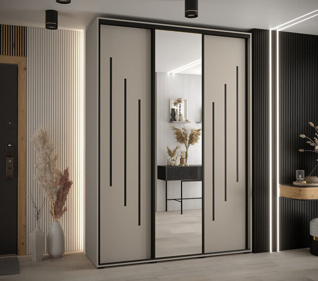 Elegant Berthia IX Sliding Door Wardrobe 1700mm - Stylish Storage with Mirrored Door