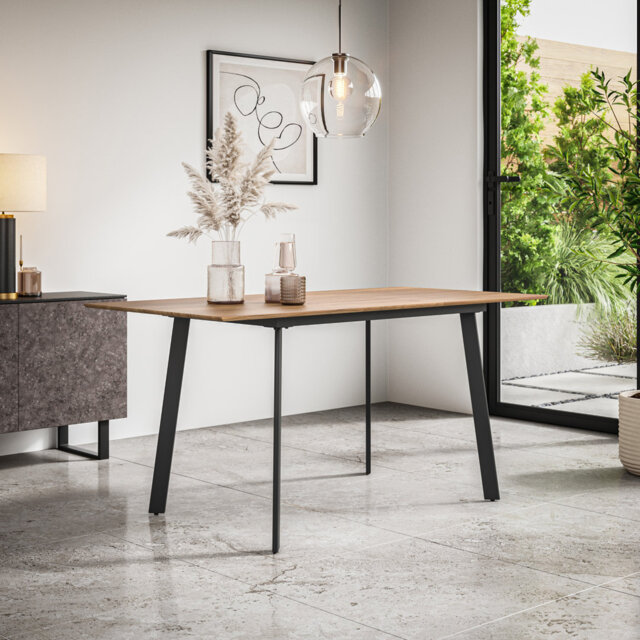 Darryll Extending Dining Table Modern Table w Black Legs