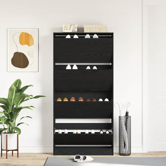 Shoe Cabinet 80 X 21 X 163.5 Cm Engineered Wood