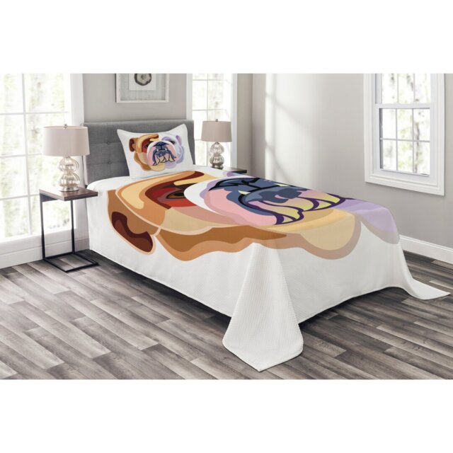 Adriti Polyester No Pattern Bedspread with Pillow Shams