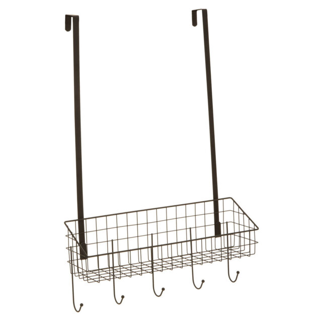 Hendrick Stainless Steel 5 - Hooks Over the door Wall Mounted Coat Rack with Storage