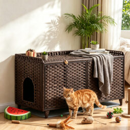 Rattan Litter Box Enclosure