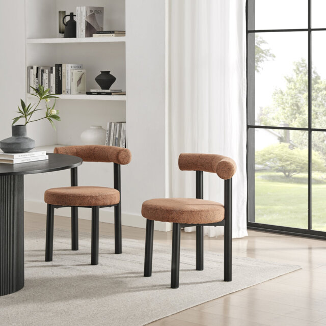 Isla Upholstered Fabric Dining Chairs Black Legs - Bold Sculptural Silhouette Design
