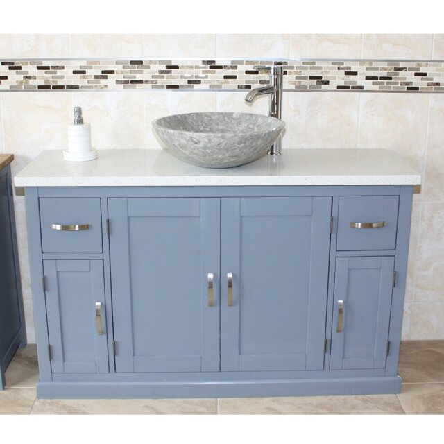 Santorini 1230mm Single Bathroom Vanity with Vessel Stone Basin