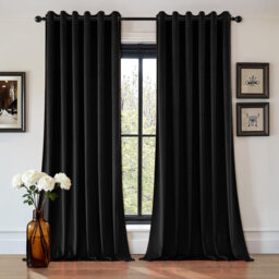 Aspire Homeware 100% Velvet Eyelet Room Darkening Curtains Pair for Soft and Elegant Window Look