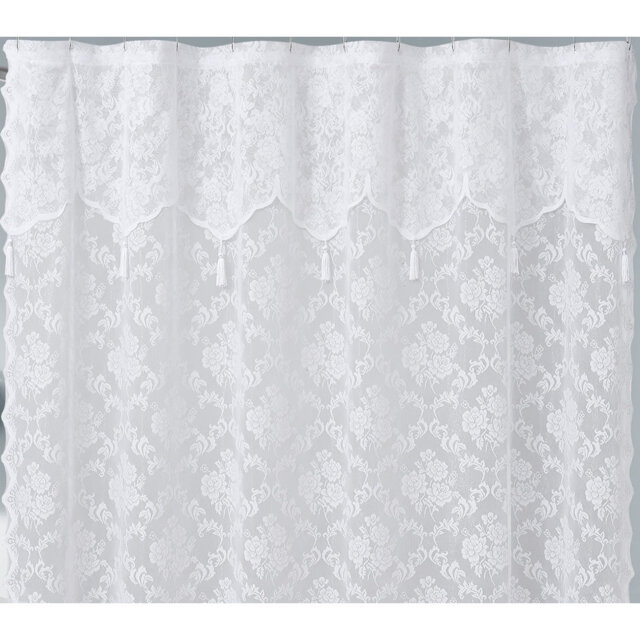 "72"" x 84"" Extra Long Lace Shower Curtain with Valance, Country/Rustic Farmhouse Decor"
