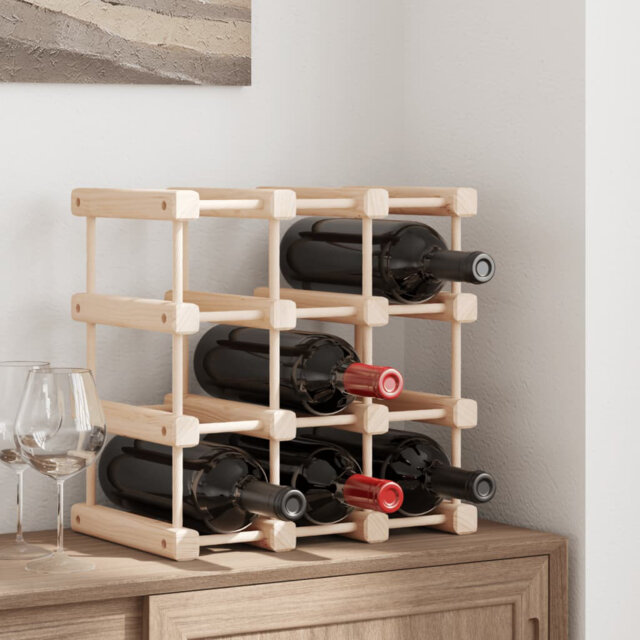Brileigh 12 Bottle Solid Wood Floor Wine Bottle Rack in Brown