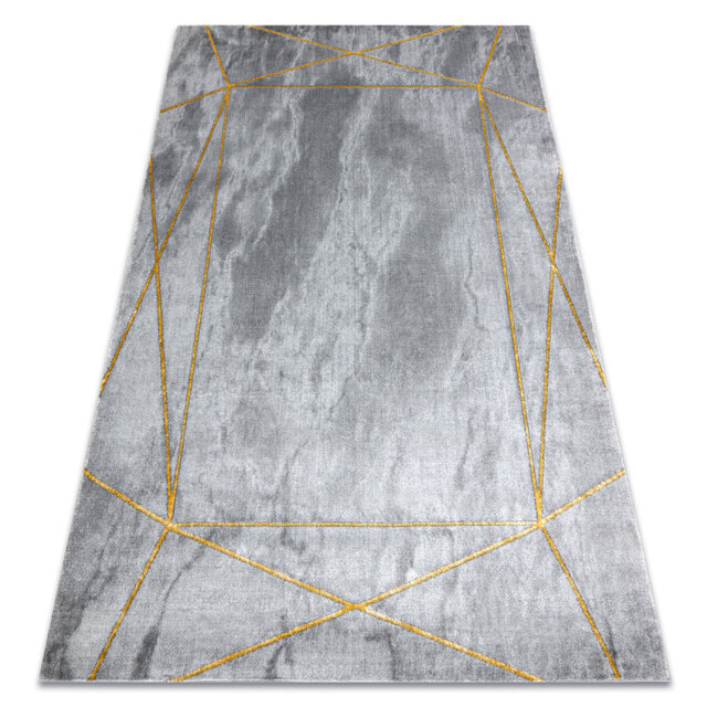 Exclusive glamor rug, stylish, geometric, marble gray / gold