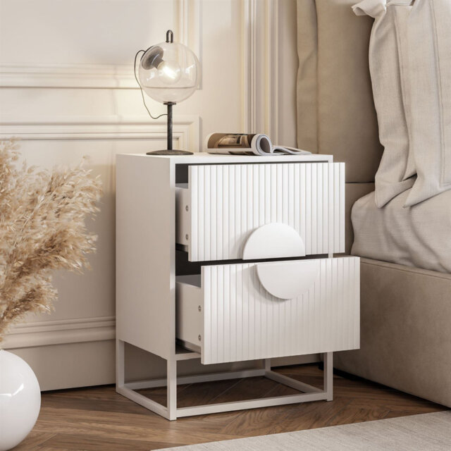 LUNO bedside table with fluted front on a frame