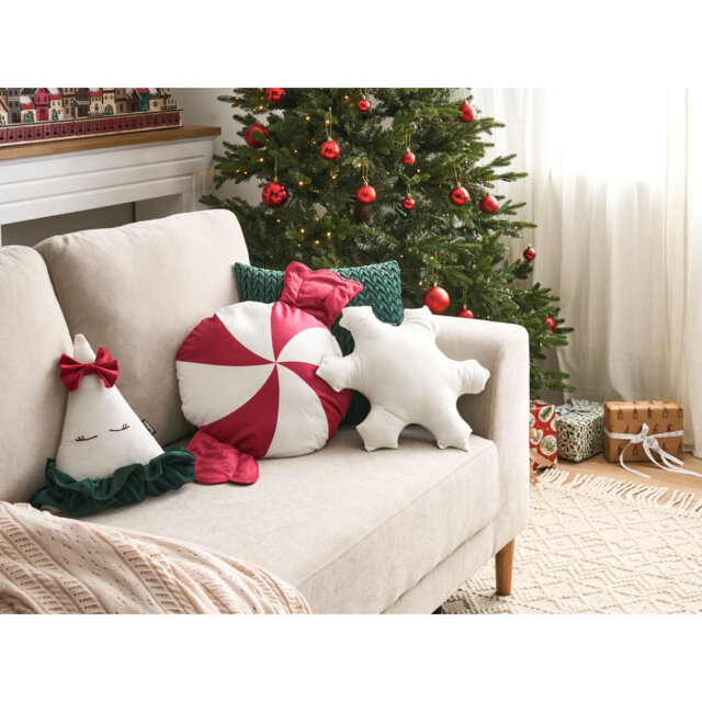 Set of 3 Decorative Cushions NOELNEST Velvet 30 x 35 cm 40 x 40 cm Multicolour Christmas Motif