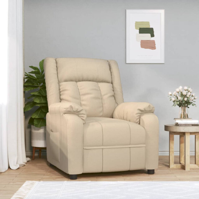 Recliner Chair Light Grey Fabric
