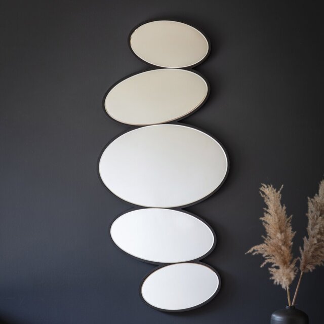 Hermínia Wood Cobblestone Wall Mirror