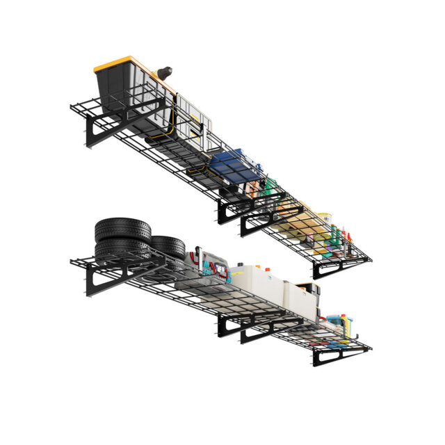 Heavy Duty Wall Mounted Garage Shelving – 2x6 ft – 24x72 Inch Metal Storage Rack – Floating Tool & Utility Shelf – 800 lbs Capacity – Shop, Storage un