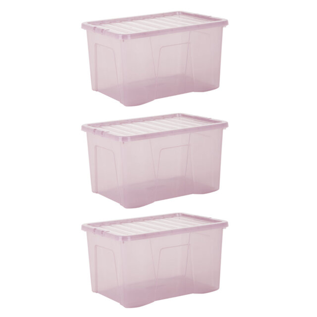 Wham Crystal 60L Plastic Storage Boxes Tint Dusky