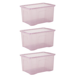Wham Crystal 60L Plastic Storage Boxes Tint Dusky
