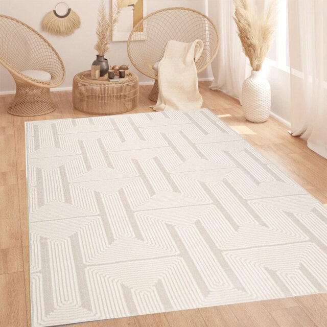 Luna Cream Geometric Area Rug & Runner â Modern Non-Slip Carpet For Living Room, Bedroom, Hallway & Lounge - Soft Durable Floor Mat