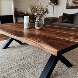 Solid Walnut Coffee Table - Chunky X Legs