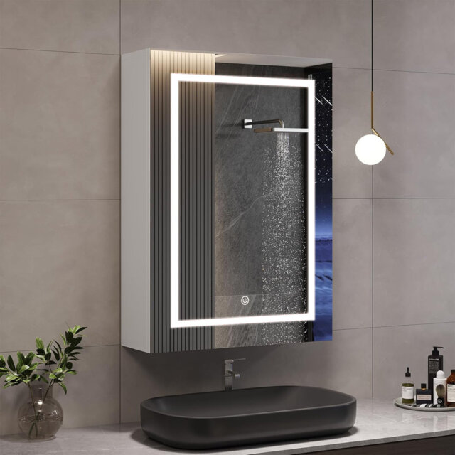 50 mm W 70 mm H Wall Mounted Mirrored Bathroom Cabinets Adjustable Shelves