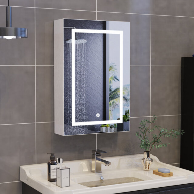 Bathroom Mirror Cabinet With Lights, Medicine Mirror Cabinet Wall-Mounted Bathroom Vanity With Mirror, Medicine Cabinet With Storage Function, Hanging