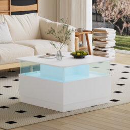 Alpena 16''H Acrylic Storage Square Small Coffee Table With Led Light