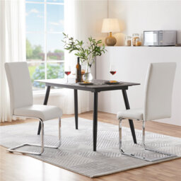 Faux Leather Dining Chairs with Chrome Legs High Back Kitchen Chairs