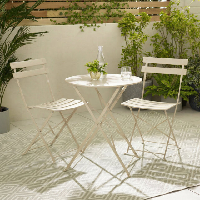 Laster Garden Dining Table Set With 2 Matching Dining Chairs - Patio Bistro Set for Modern Garden