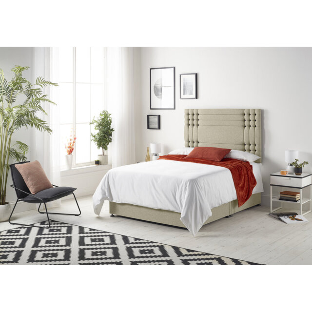 Dennishia Divan Bed Base with Headboard and Optional Drawers Linen Fabric
