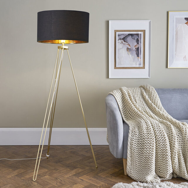127cm Gold Tripod Floor Lamp